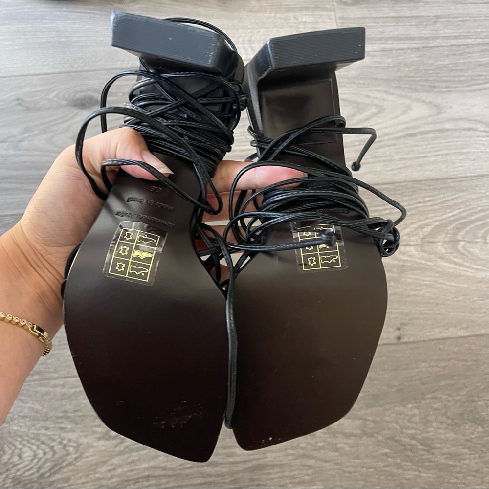 A'mmonde Atelier Aime 80 Heel Black Leather Lace Up Size 6.5 - Picture 4 of 5